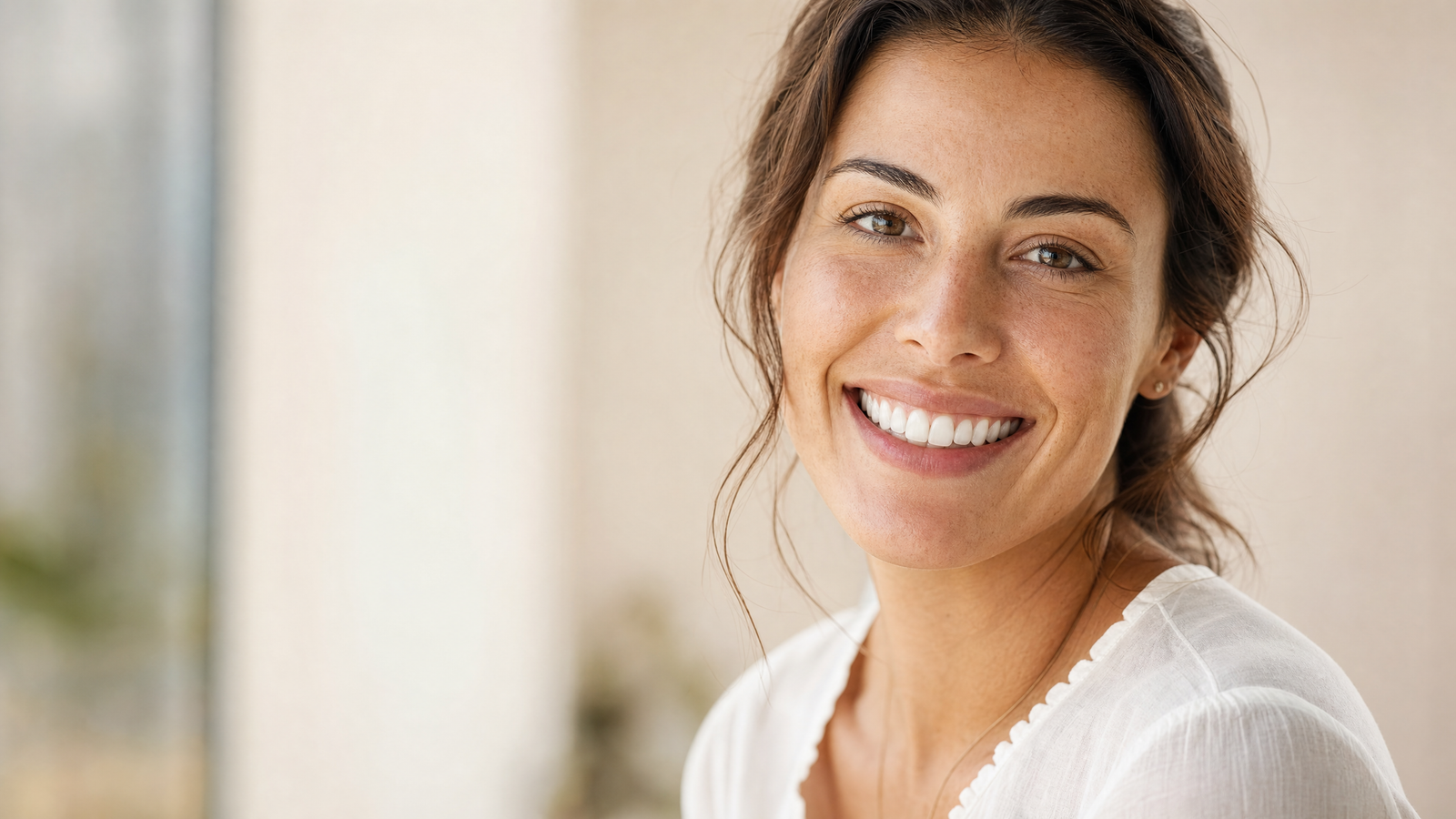 Smiling woman with healthy teeth